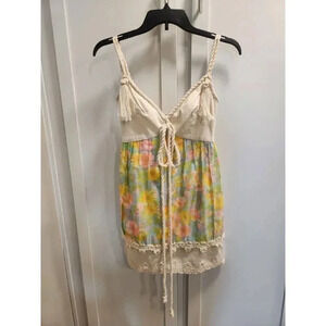 Tracy Feith Floral Crochet Rope Mini Sundress Sz XS